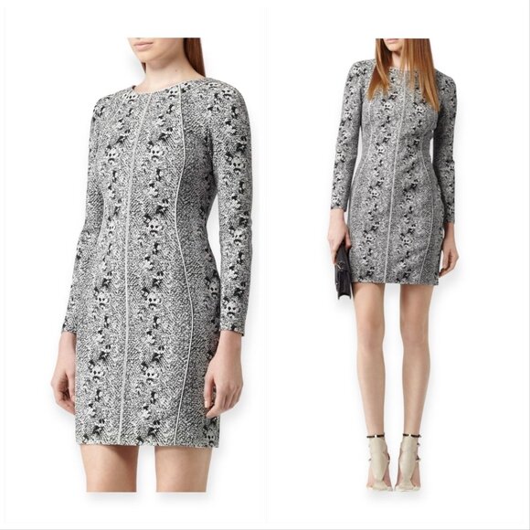 Reiss Fion Snake Print Sheath Dress Size 0 US / 4 UK / 32 EU - Picture 1 of 16